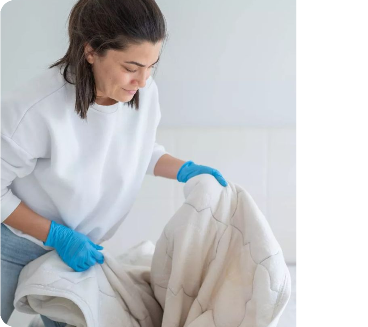 Comforter being cleaned